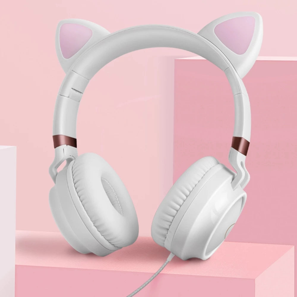 FINGERTIME Cute Cat Ear Wired Headphone Music Stereo Headset with Microphone Adult Girls Kids Headset Gift FINGERTIME Cute Cat Ear Wired Headphone Music Stereo Headset with Microphone Adult Girls Kids Headset Gift